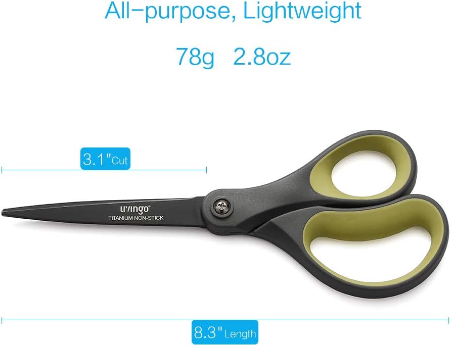 Scissors All Purpose Heavy Duty 8" Office Titanium Non Stick 2 Pack