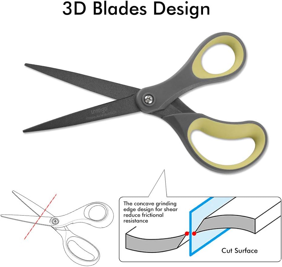 Scissors All Purpose Heavy Duty 8" Office Titanium Non Stick 2 Pack