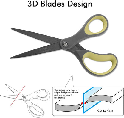 Scissors All Purpose Heavy Duty 8" Office Titanium Non Stick 2 Pack