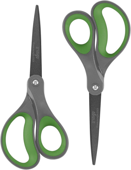 Scissors All Purpose Heavy Duty 8" Office Titanium Non Stick 2 Pack