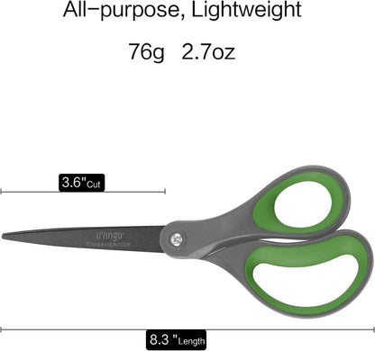 Scissors All Purpose Heavy Duty 8" Office Titanium Non Stick 2 Pack