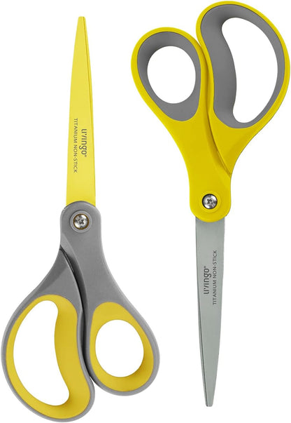 Scissors All Purpose Heavy Duty 8" Office Titanium Non Stick 2 Pack