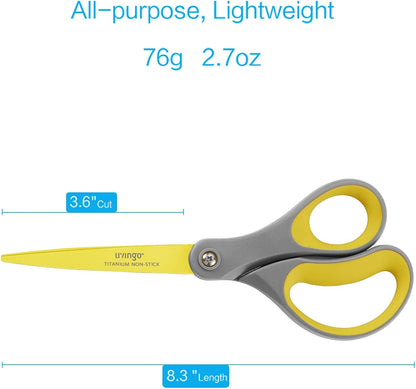 Scissors All Purpose Heavy Duty 8" Office Titanium Non Stick 2 Pack