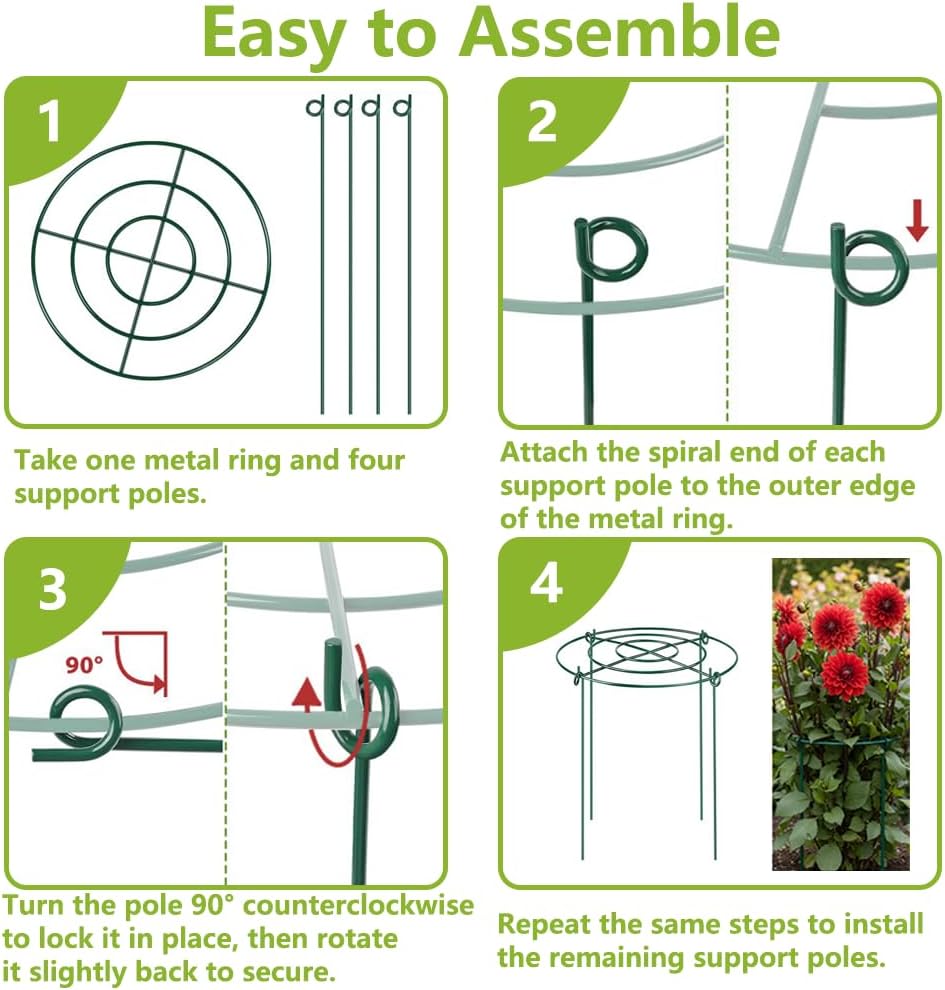 8 Pack Peony Cages and Supports, 11.5" D x 12" H