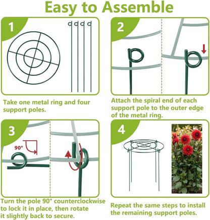 8 Pack Peony Cages and Supports, 11.5" D x 12" H