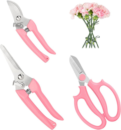 Garden Scissors 3Pcs Floral Shears with 3 Different Blades,Floral Scissors with Comfortable Grip Handle for Cutting Flowers Trimming Plants