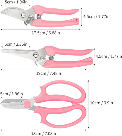 Garden Scissors 3Pcs Floral Shears with 3 Different Blades,Floral Scissors with Comfortable Grip Handle for Cutting Flowers Trimming Plants