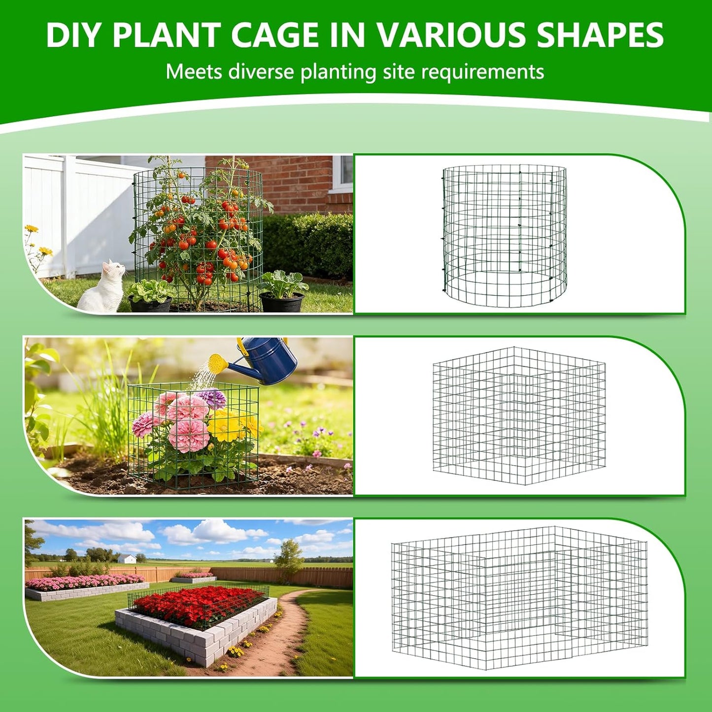 6 Pack 12x12 Inch Plant Protector Cages, Wire Plant Cover for Animals