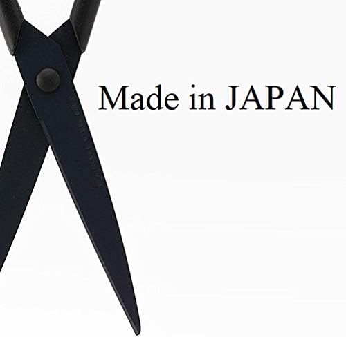 Black Scissors All Purpose Sharp Japanese Stainless Steel Blade, Non-Sticking Fluorine Coating Blade for Adhesive Tape, Made in JAPAN