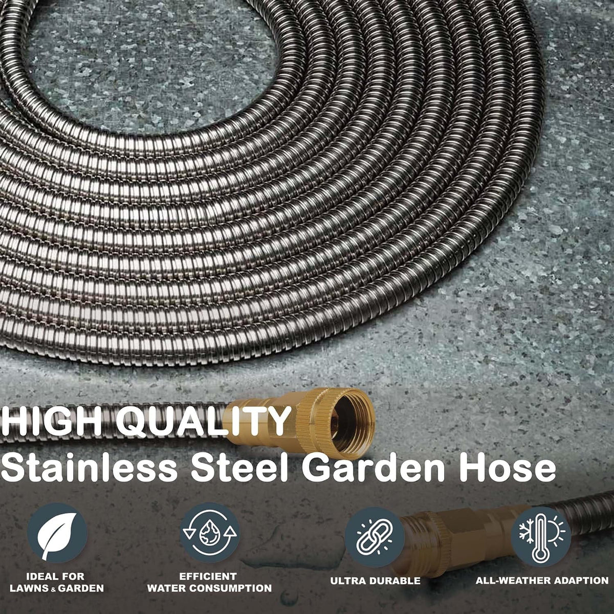 1FT Stainless Steel Leader Hose, 3/4 GHT Male to Female
