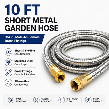 1FT Stainless Steel Leader Hose, 3/4 GHT Male to Female