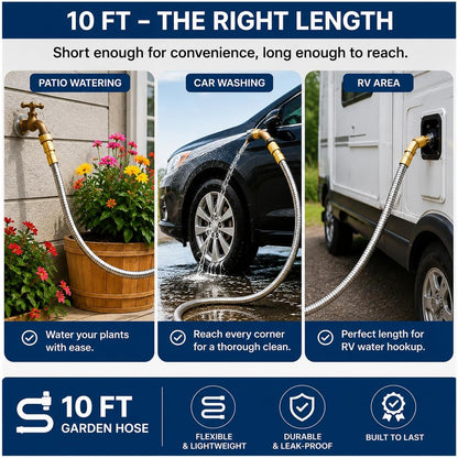 1FT Stainless Steel Leader Hose, 3/4 GHT Male to Female