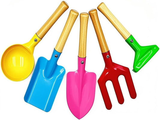 Gardening Tools Trowel, Rake, Shovel, Spoon, Fork for Kids Gardening Tools Best Outdoor Beach Sand Sandbox Toys for Kids Gift