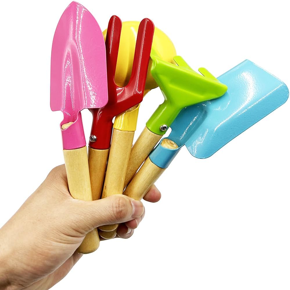 Gardening Tools Trowel, Rake, Shovel, Spoon, Fork for Kids Gardening Tools Best Outdoor Beach Sand Sandbox Toys for Kids Gift