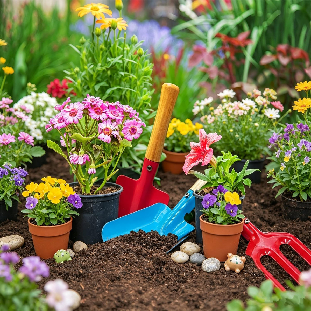 Gardening Tools Trowel, Rake, Shovel, Spoon, Fork for Kids Gardening Tools Best Outdoor Beach Sand Sandbox Toys for Kids Gift