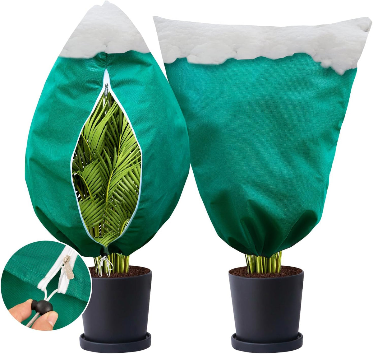 2 Packs 2.2 oz/yd² Plant Covers Freeze Protection, 23.6" X 31.5" Thickened Outdoor Plants Frost Protection Covers with Zipper & Drawstring, Frost Blankets for Tree in Winter
