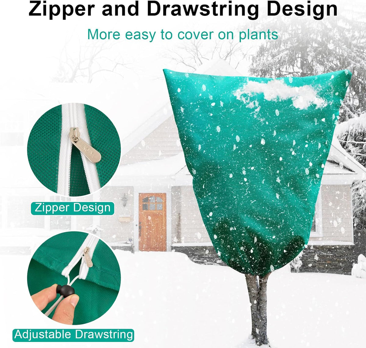 2 Packs 2.2 oz/yd² Plant Covers Freeze Protection, 23.6" X 31.5" Thickened Outdoor Plants Frost Protection Covers with Zipper & Drawstring, Frost Blankets for Tree in Winter