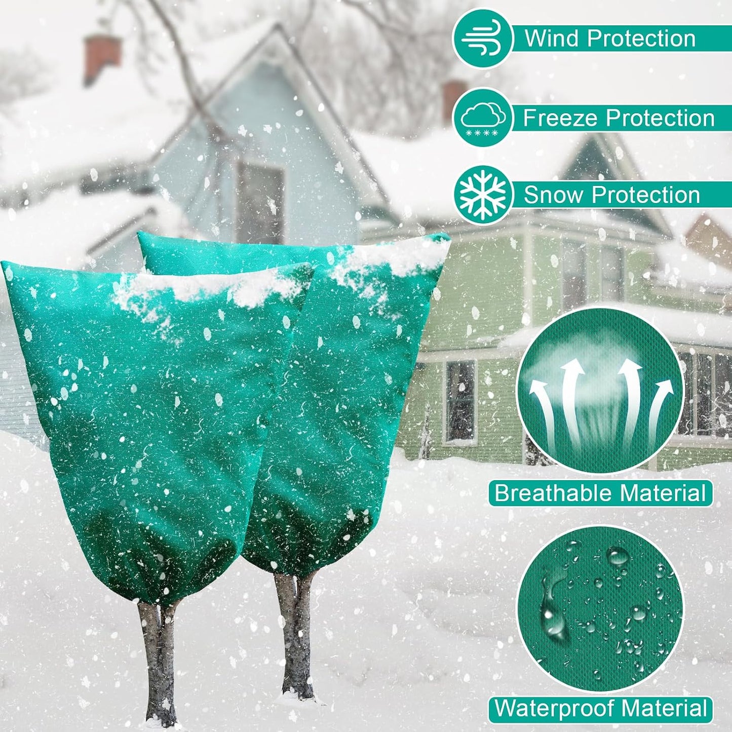 2 Packs 2.2 oz/yd² Plant Covers Freeze Protection, 23.6" X 31.5" Thickened Outdoor Plants Frost Protection Covers with Zipper & Drawstring, Frost Blankets for Tree in Winter