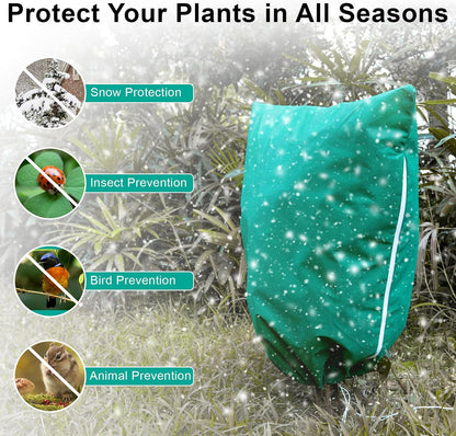 2 Packs 2.2 oz/yd² Plant Covers Freeze Protection, 23.6" X 31.5" Thickened Outdoor Plants Frost Protection Covers with Zipper & Drawstring, Frost Blankets for Tree in Winter
