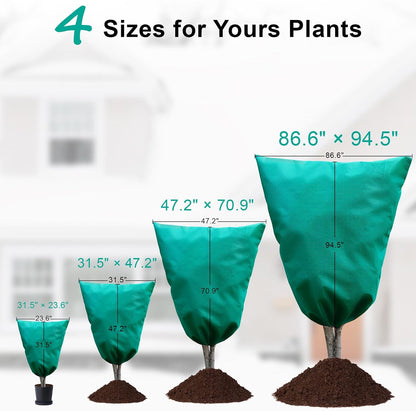 2 Packs 2.2 oz/yd² Plant Covers Freeze Protection, 23.6" X 31.5" Thickened Outdoor Plants Frost Protection Covers with Zipper & Drawstring, Frost Blankets for Tree in Winter
