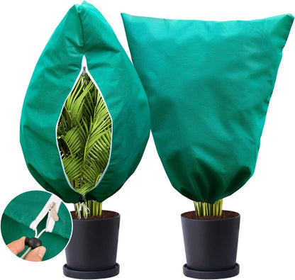 2 Packs 2.2 oz/yd² Plant Covers Freeze Protection, 23.6" X 31.5" Thickened Outdoor Plants Frost Protection Covers with Zipper & Drawstring, Frost Blankets for Tree in Winter