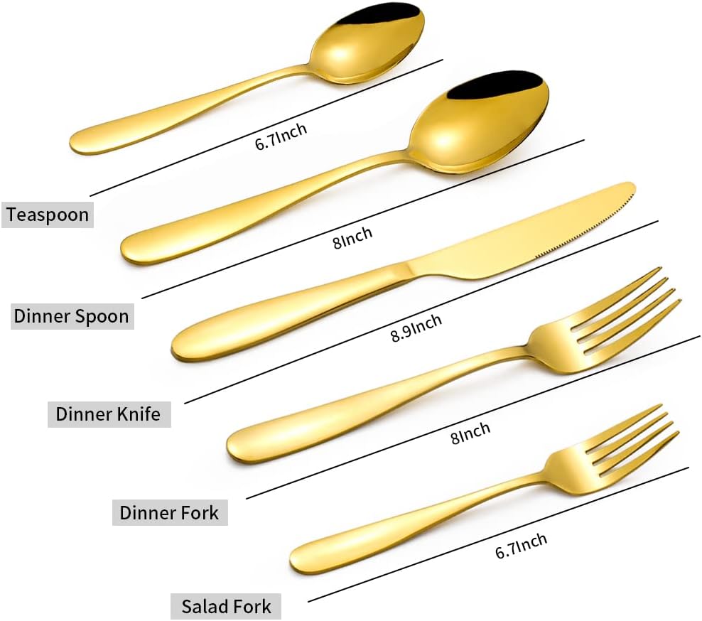 Silverware Set for 2, 10-Piece Stainless Steel Flatware Cutlery Set, Square Edge Kitchen Utensil Include Knives/Forks/Spoons, Tableware for Home/Hotel, Mirror Polished Dishwasher Safe