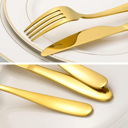 Silverware Set for 2, 10-Piece Stainless Steel Flatware Cutlery Set, Square Edge Kitchen Utensil Include Knives/Forks/Spoons, Tableware for Home/Hotel, Mirror Polished Dishwasher Safe