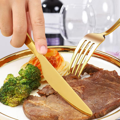 Silverware Set for 2, 10-Piece Stainless Steel Flatware Cutlery Set, Square Edge Kitchen Utensil Include Knives/Forks/Spoons, Tableware for Home/Hotel, Mirror Polished Dishwasher Safe