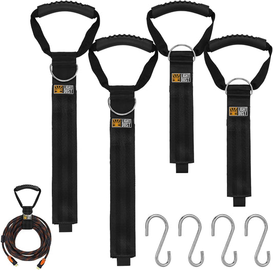 Hanging Extension Cord Straps with Handle, 4Pack 22" 35" Set with S Hooks