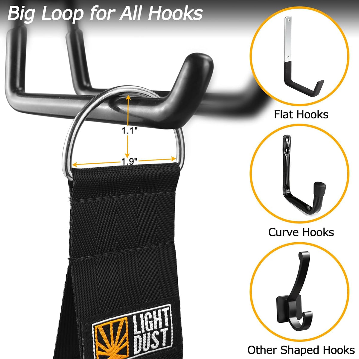Hanging Extension Cord Straps with Handle, 4Pack 22" 35" Set with S Hooks