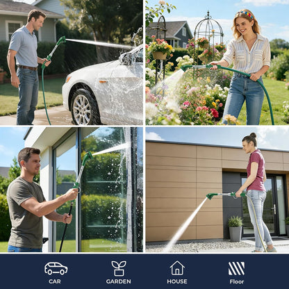 Garden Hose Wand, 16-Inch Heavy Duty Zinc Alloy & Aluminum Watering Wand with 8 Spray Patterns Thumb Control for Hanging Baskets, Garden, Cleaning (Red)