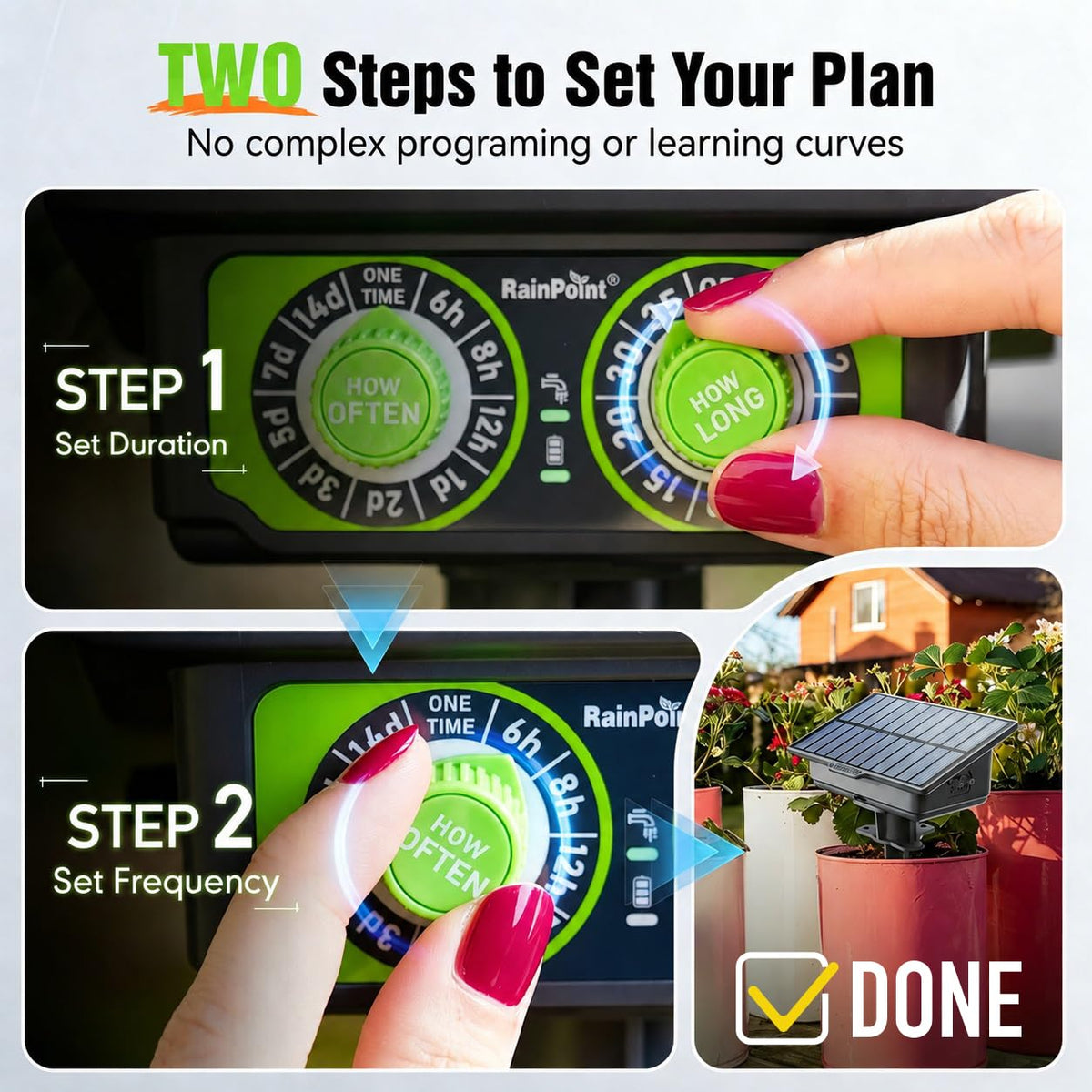 Easy-Setup Solar Drip Irrigation System Outdoor & Indoor, Automatic Plant Waterer Device Kit Beginner-Friendly Garden Raised Bed Grow Tent Water 10-15 Plants