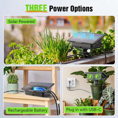 Easy-Setup Solar Drip Irrigation System Outdoor & Indoor, Automatic Plant Waterer Device Kit Beginner-Friendly Garden Raised Bed Grow Tent Water 10-15 Plants