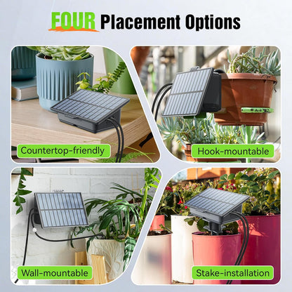 Easy-Setup Solar Drip Irrigation System Outdoor & Indoor, Automatic Plant Waterer Device Kit Beginner-Friendly Garden Raised Bed Grow Tent Water 10-15 Plants
