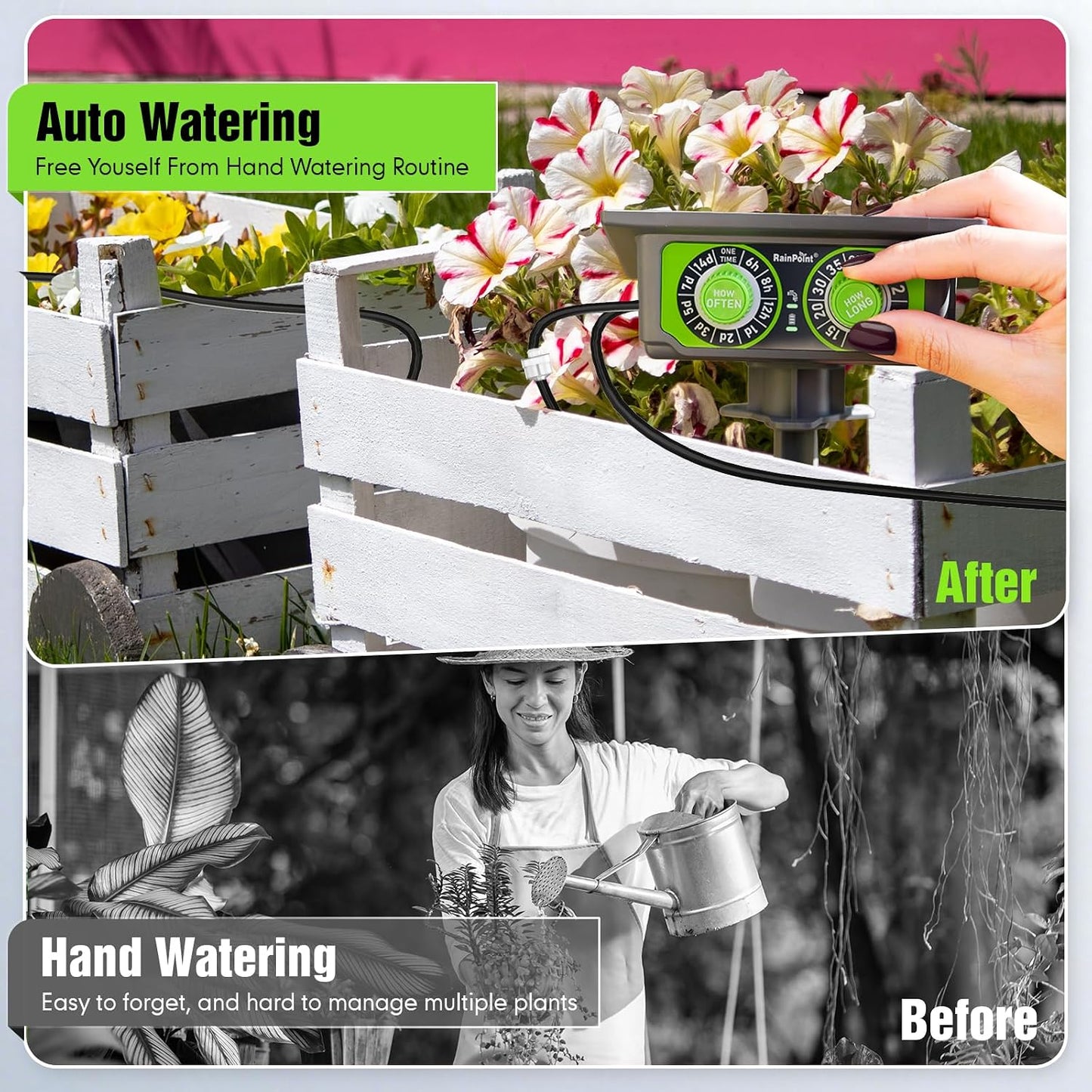 Easy-Setup Solar Drip Irrigation System Outdoor & Indoor, Automatic Plant Waterer Device Kit Beginner-Friendly Garden Raised Bed Grow Tent Water 10-15 Plants