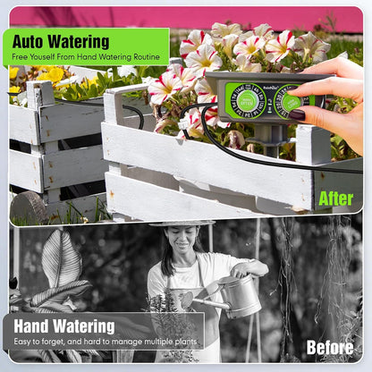 Easy-Setup Solar Drip Irrigation System Outdoor & Indoor, Automatic Plant Waterer Device Kit Beginner-Friendly Garden Raised Bed Grow Tent Water 10-15 Plants