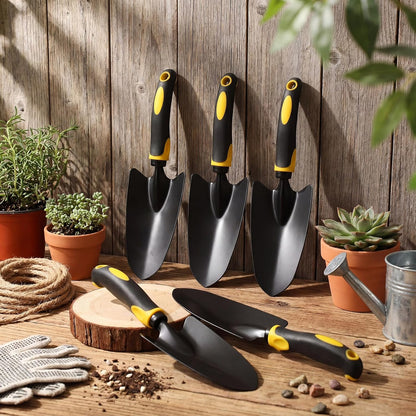 12 Pcs Garden Shovel Aluminum Alloy Heavy Duty Trowel Small Digging Shovels Metal Hand Trowel Spade with Soft Handle for Garden Lawn Yard Planting Tool (Large Shovel,Yellow)