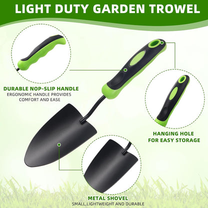 12 Pcs Garden Shovel Aluminum Alloy Heavy Duty Trowel Small Digging Shovels Metal Hand Trowel Spade with Soft Handle for Garden Lawn Yard Planting Tool (Large Shovel,Yellow)