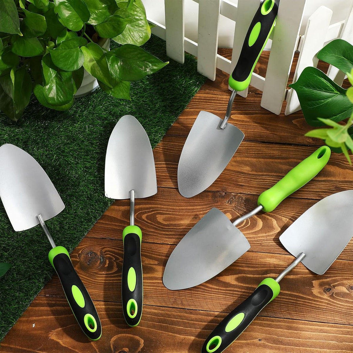 12 Pcs Garden Shovel Aluminum Alloy Heavy Duty Trowel Small Digging Shovels Metal Hand Trowel Spade with Soft Handle for Garden Lawn Yard Planting Tool (Large Shovel,Yellow)