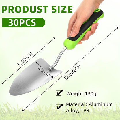 12 Pcs Garden Shovel Aluminum Alloy Heavy Duty Trowel Small Digging Shovels Metal Hand Trowel Spade with Soft Handle for Garden Lawn Yard Planting Tool (Large Shovel,Yellow)