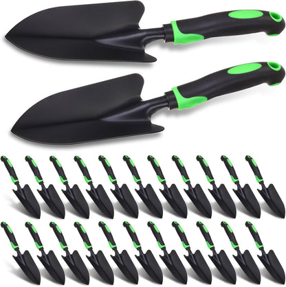 12 Pcs Garden Shovel Aluminum Alloy Heavy Duty Trowel Small Digging Shovels Metal Hand Trowel Spade with Soft Handle for Garden Lawn Yard Planting Tool (Large Shovel,Yellow)