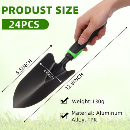 12 Pcs Garden Shovel Aluminum Alloy Heavy Duty Trowel Small Digging Shovels Metal Hand Trowel Spade with Soft Handle for Garden Lawn Yard Planting Tool (Large Shovel,Yellow)