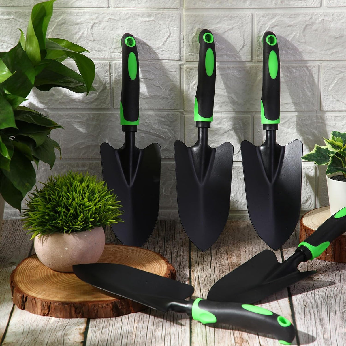 12 Pcs Garden Shovel Aluminum Alloy Heavy Duty Trowel Small Digging Shovels Metal Hand Trowel Spade with Soft Handle for Garden Lawn Yard Planting Tool (Large Shovel,Yellow)