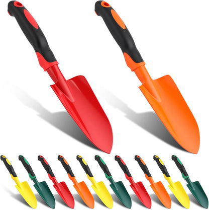 12 Pcs Garden Shovel Aluminum Alloy Heavy Duty Trowel Small Digging Shovels Metal Hand Trowel Spade with Soft Handle for Garden Lawn Yard Planting Tool (Large Shovel,Yellow)