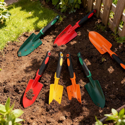 12 Pcs Garden Shovel Aluminum Alloy Heavy Duty Trowel Small Digging Shovels Metal Hand Trowel Spade with Soft Handle for Garden Lawn Yard Planting Tool (Large Shovel,Yellow)