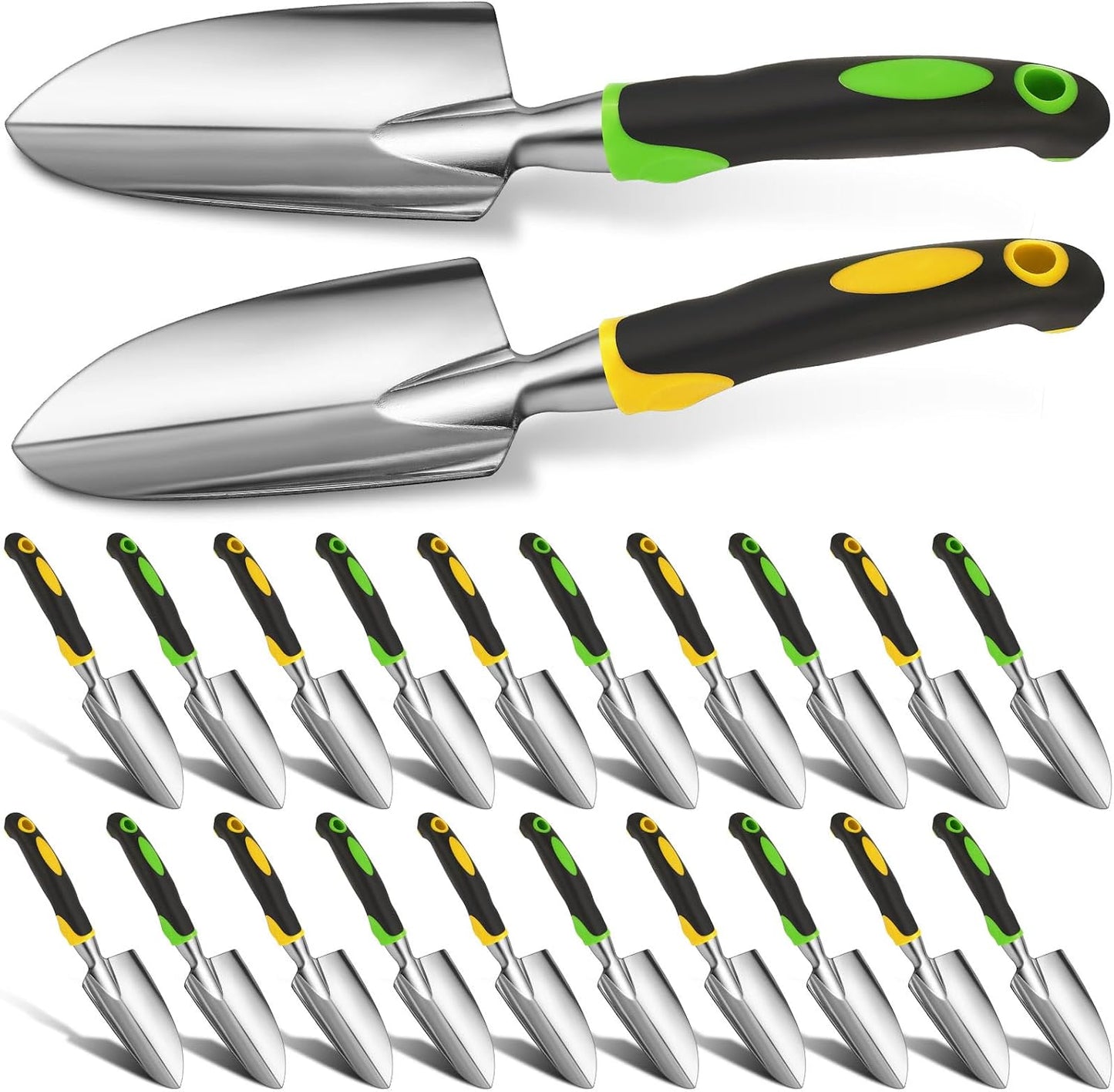12 Pcs Garden Shovel Aluminum Alloy Heavy Duty Trowel Small Digging Shovels Metal Hand Trowel Spade with Soft Handle for Garden Lawn Yard Planting Tool (Large Shovel,Yellow)