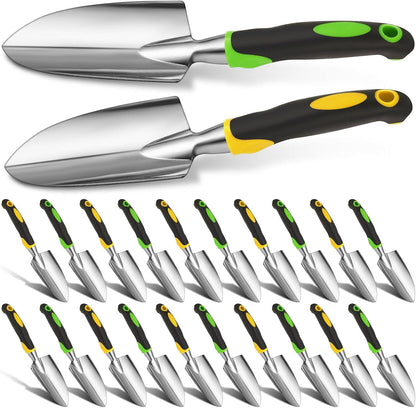 12 Pcs Garden Shovel Aluminum Alloy Heavy Duty Trowel Small Digging Shovels Metal Hand Trowel Spade with Soft Handle for Garden Lawn Yard Planting Tool (Large Shovel,Yellow)