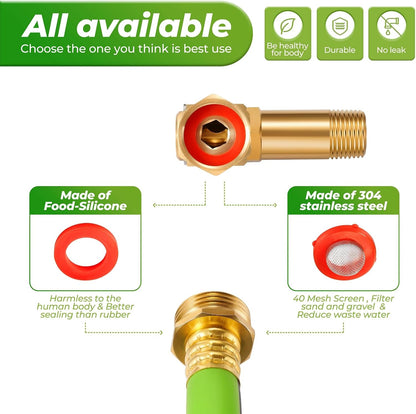 LF Brass Hose Reel Parts Fittings & 5 FT Replacement Leader Hose, Garden Hose Adapter, Brass Replacement Part Swivel, For Liberty Garden Products