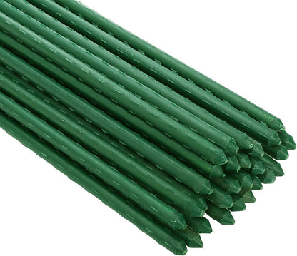 30 Pack 4 Ft Garden Stakes, 48 Inch Sturdy Green Plant Sticks, Plastic Coated Metal Tomato Stakes Support Plant Climbing Support for Tomatoes, Cucumber, Fences, Beans, Potted Plants