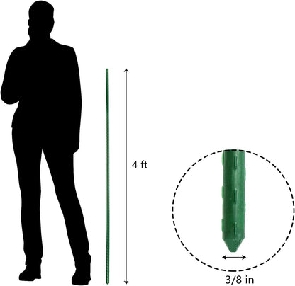 30 Pack 4 Ft Garden Stakes, 48 Inch Sturdy Green Plant Sticks, Plastic Coated Metal Tomato Stakes Support Plant Climbing Support for Tomatoes, Cucumber, Fences, Beans, Potted Plants